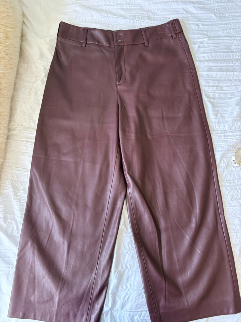 Chico's Wide-Leg Faux Leather Pants in Burgundy